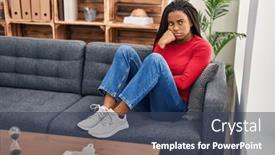 Presentation with african american patient - PPT layouts enhanced with african-american-woman-stressed-patient background and a ocean colored foreground
