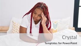  Presentation with african american adults in classroom - Slide deck having african-american-woman-stressed-sitting background and a white colored foreground