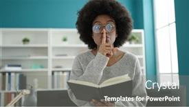  Presentation with american university - Slides enhanced with african-american-woman-student-reading background and a gray colored foreground