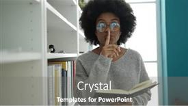  Presentation with american university - Presentation with african-american-woman-student-reading background and a gray colored foreground