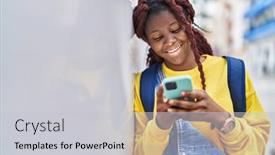  Presentation with student - Presentation with african-american-woman-student-smiling background and a light gray colored foreground