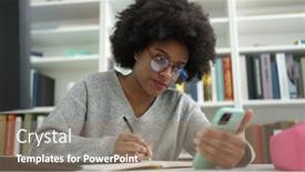  Presentation with american university - Theme having african-american-woman-student-using background and a coral colored foreground