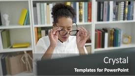  Presentation with american university - PPT theme having african-american-woman-student-using background and a dark gray colored foreground