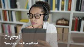  Presentation with american university - Theme featuring african-american-woman-student-using background and a gray colored foreground