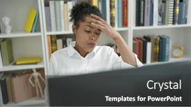  Presentation with american university - Presentation having african-american-woman-student-using background and a dark gray colored foreground