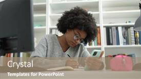  Presentation with american university - PPT layouts having african-american-woman-student-using background and a coral colored foreground