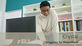  Presentation with american university - Theme having african-american-woman-student-using background and a light gray colored foreground