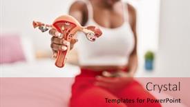  Presentation with uterus - Slide set enhanced with african-american-woman-suffering background and a red colored foreground
