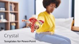  Presentation with uterus - Presentation enhanced with african-american-woman-suffering background and a light gray colored foreground