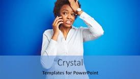  Presentation with smartphone - Beautiful slide set featuring african-american-woman-talking backdrop and a teal colored foreground