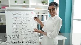  Presentation with maths - Presentation theme consisting of african-american-woman-teacher-explaining background and a light gray colored foreground