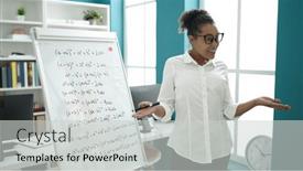  Presentation with maths - Slide set with african-american-woman-teacher-explaining background and a light gray colored foreground