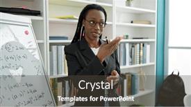  Presentation with american university - Presentation theme having african-american-woman-teacher-teaching background and a tawny brown colored foreground
