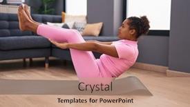  Presentation with training - Slides having african-american-woman-training-abs background and a coral colored foreground