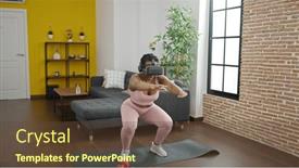  Presentation with training - Presentation theme with african-american-woman-training-legs background and a tawny brown colored foreground