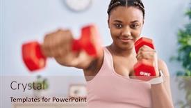  Presentation with boxing - Presentation consisting of african-american-woman-using-dumbbells background and a coral colored foreground