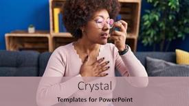  Presentation with inhaler - Slide deck enhanced with african-american-woman-using-inhaler background and a soft green colored foreground