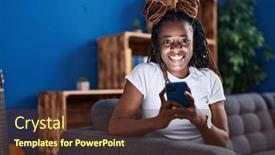  Presentation with smartphone - Slides featuring african-american-woman-using-smartphone and a tawny brown colored foreground