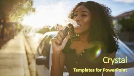  Presentation with vaping - Colorful presentation enhanced with african american woman vaping backdrop and a tawny brown colored foreground