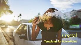  Presentation with vaping - Presentation design having african american woman vaping background and a tawny brown colored foreground