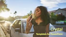  Presentation with vaping - Audience pleasing presentation theme consisting of african american woman vaping backdrop and a tawny brown colored foreground