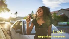  Presentation with vaping - Presentation theme enhanced with african american woman vaping background and a tawny brown colored foreground