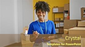 Presentation with african charity - Presentation consisting of african-american-woman-volunteer-writing and a tawny brown colored foreground
