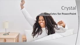  Presentation with african american christianity - Slide deck having african-american-woman-waking-up background and a light gray colored foreground