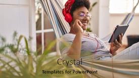  Presentation with movie - Presentation design with african-american-woman-watching-movie background and a coral colored foreground