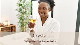  Presentation with african beauty - Presentation theme featuring african-american-woman-wearing-bathrobe background and a lemonade colored foreground
