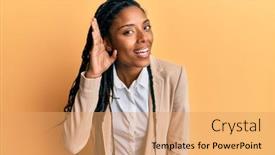  Presentation with african american business - Beautiful presentation design featuring african-american-woman-wearing-business backdrop and a coral colored foreground