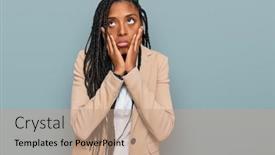  Presentation with sadness - Slides having african-american-woman-wearing-business background and a coral colored foreground