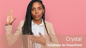  Presentation with african american business - Presentation design enhanced with african-american-woman-wearing-business background and a coral colored foreground