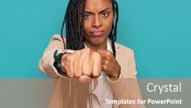  Presentation with violence woman - Beautiful presentation design featuring african-american-woman-wearing-business backdrop and a coral colored foreground