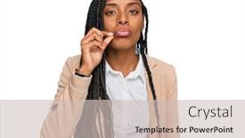  Presentation with african american business - Cool new PPT theme with african-american-woman-wearing-business backdrop and a soft green colored foreground