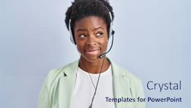  Presentation with call center - Slide set featuring african-american-woman-wearing-call background and a lemonade colored foreground