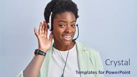  Presentation with ear - Presentation theme featuring african-american-woman-wearing-call background and a  colored foreground
