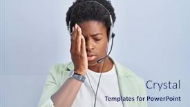  Presentation with face pain - Slide set having african-american-woman-wearing-call background and a  colored foreground