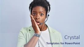  Presentation with call center - PPT theme consisting of african-american-woman-wearing-call background and a lemonade colored foreground