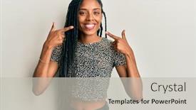  Presentation with african american dental - PPT layouts enhanced with african-american-woman-wearing-casual background and a light gray colored foreground