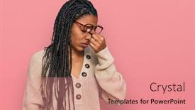  Presentation with frustration - Amazing PPT theme having african-american-woman-wearing-casual backdrop and a coral colored foreground