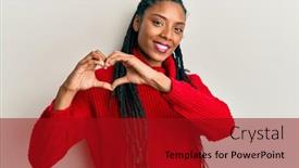  Presentation with american heart - Presentation design consisting of african-american-woman-wearing-casual background and a crimson colored foreground