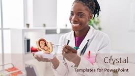  Presentation with doctor african - Theme enhanced with african-american-woman-wearing-doctor background and a coral colored foreground
