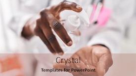  Presentation with doctor african - Presentation theme consisting of african-american-woman-wearing-doctor background and a coral colored foreground