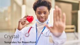  Presentation with american heart - PPT layouts with african-american-woman-wearing-doctor background and a  colored foreground