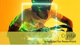  Presentation with racing - Presentation theme featuring african-american-woman-wearing-eyewear background and a yellow colored foreground