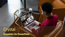  Presentation with social distancing - Amazing presentation theme having african-american-woman-wearing-face backdrop and a tawny brown colored foreground