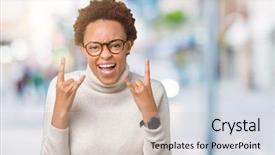  Presentation with music african american jazz musician - Theme featuring african american woman wearing glasses background and a  colored foreground