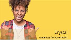  Presentation with african music - Beautiful slide deck featuring african american woman wearing glasses backdrop and a  colored foreground