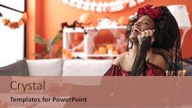  Presentation with whisky - Slide set with african-american-woman-wearing-katrina background and a coral colored foreground